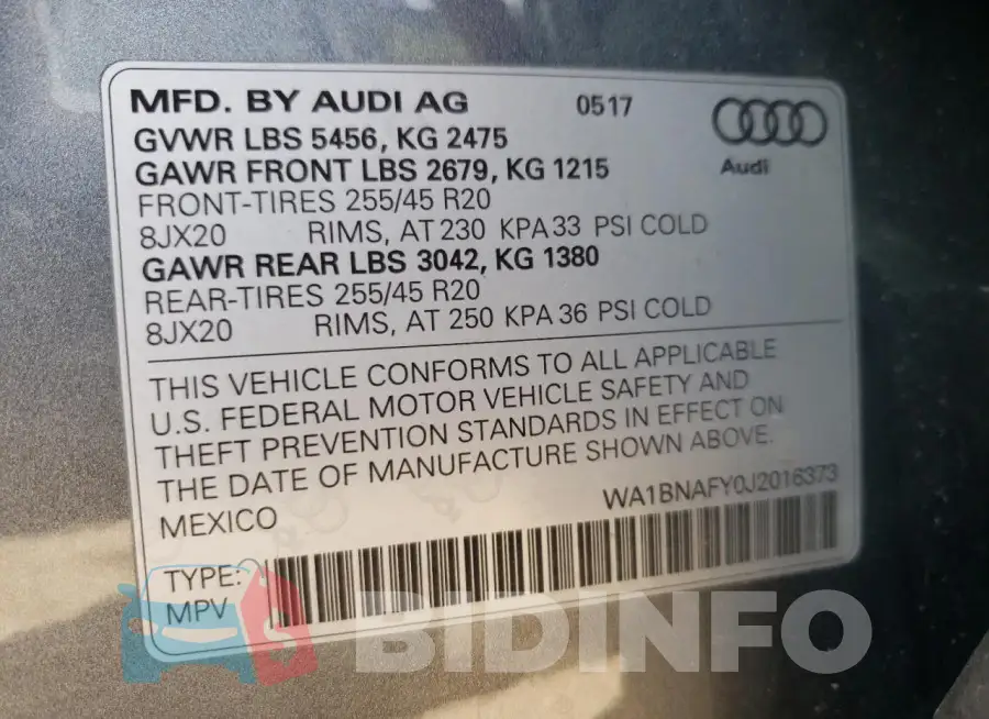 WA1BNAFY0J2016373 Photo# 12