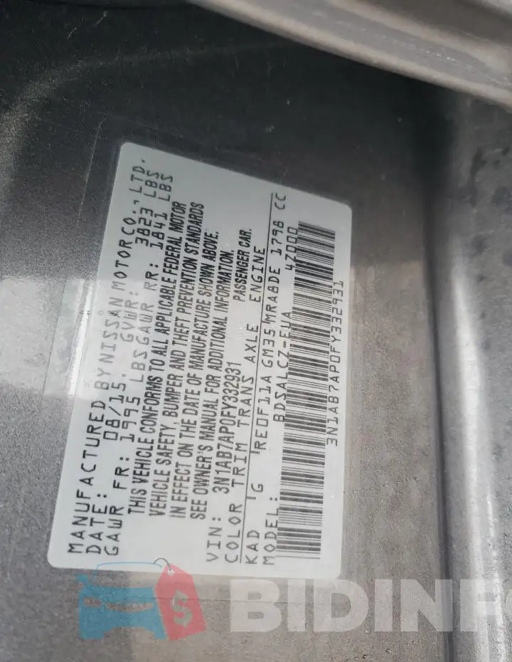 3N1AB7AP0FY332931 Photo# 12