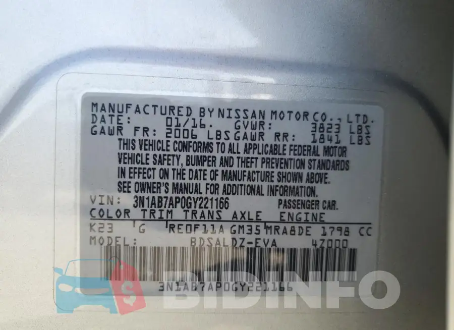 3N1AB7AP0GY221166 Photo# 12