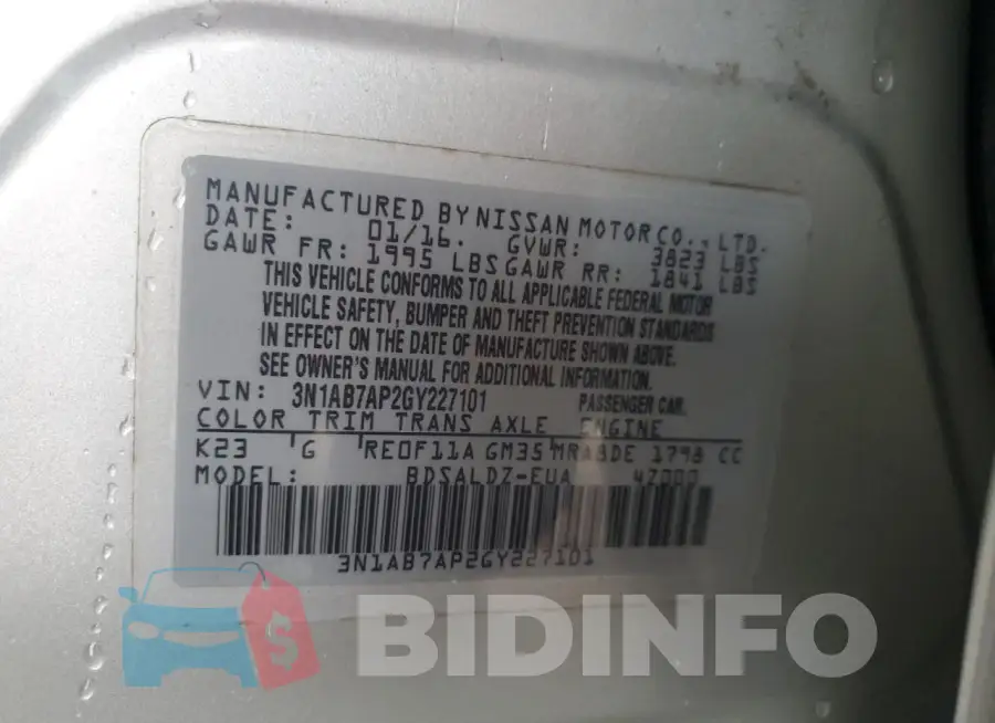 3N1AB7AP2GY227101 Photo# 12