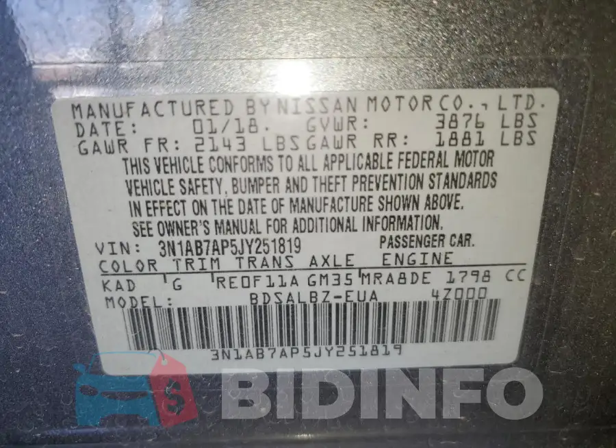 3N1AB7AP5JY251819 Photo# 12