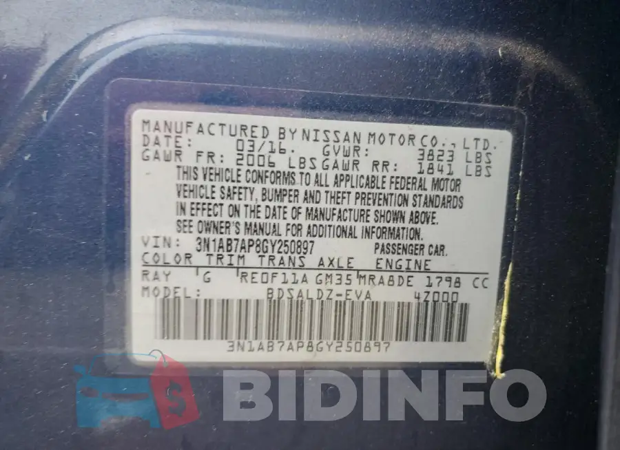 3N1AB7AP8GY250897 Photo# 13