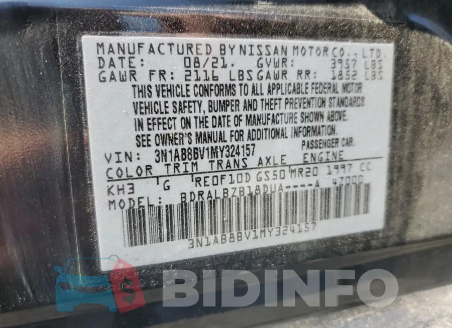 3N1AB8BV1MY324157 Photo# 12