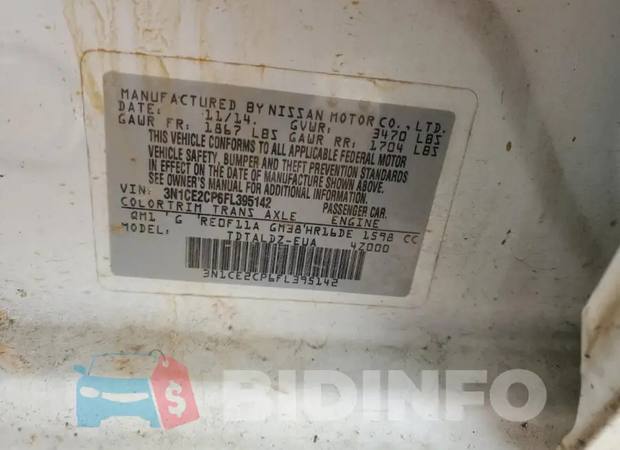3N1CE2CP6FL395142 Photo# 12