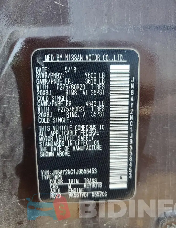 JN8AY2NC1J9558453 Photo# 13