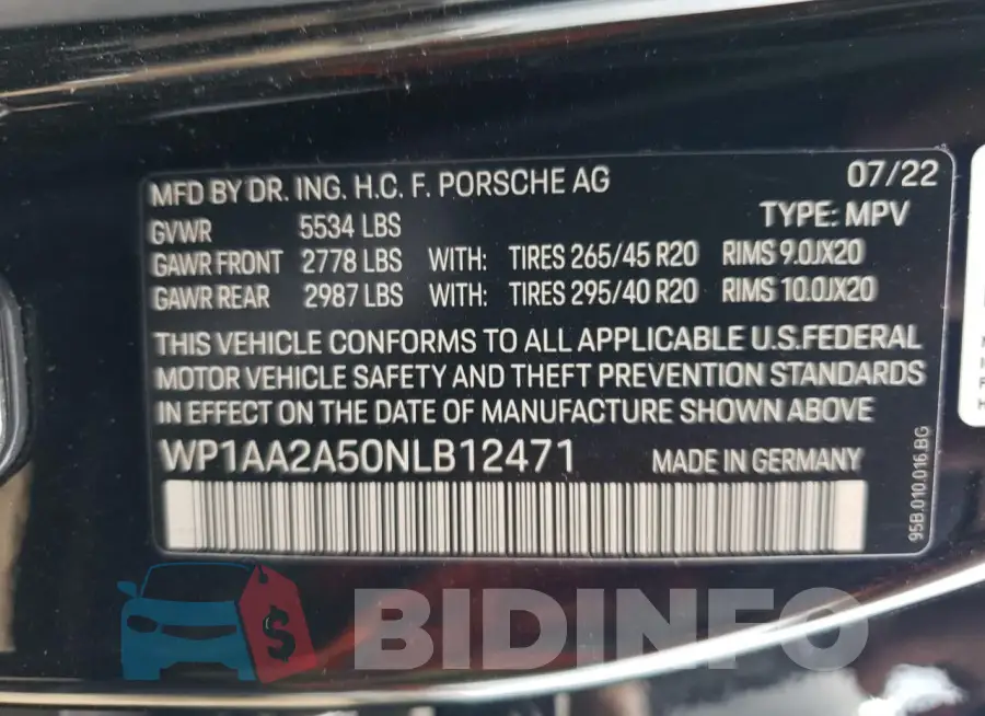 WP1AA2A50NLB12471 Photo# 13