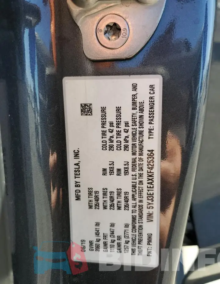 5YJ3E1EAXKF425364 Photo# 12