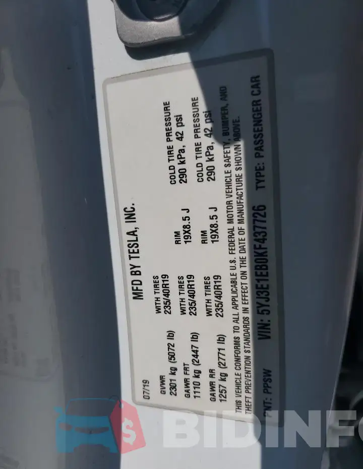 5YJ3E1EB0KF437726 Photo# 12