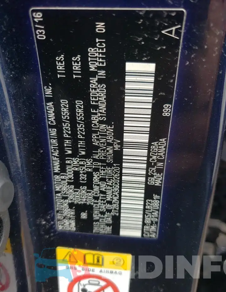 2T2BZMCA9GC026201 Photo# 14