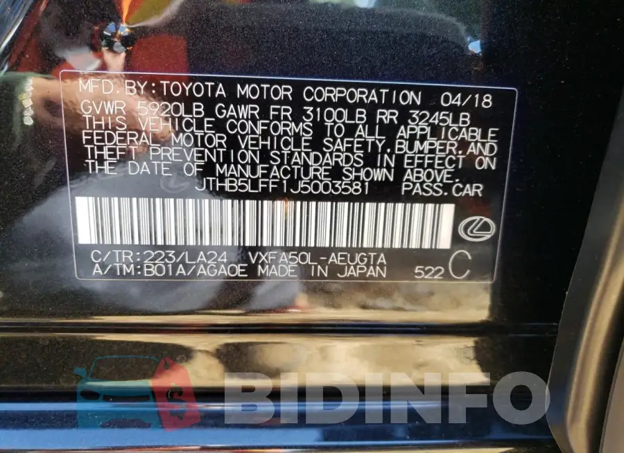JTHB5LFF1J5003581 Photo# 13