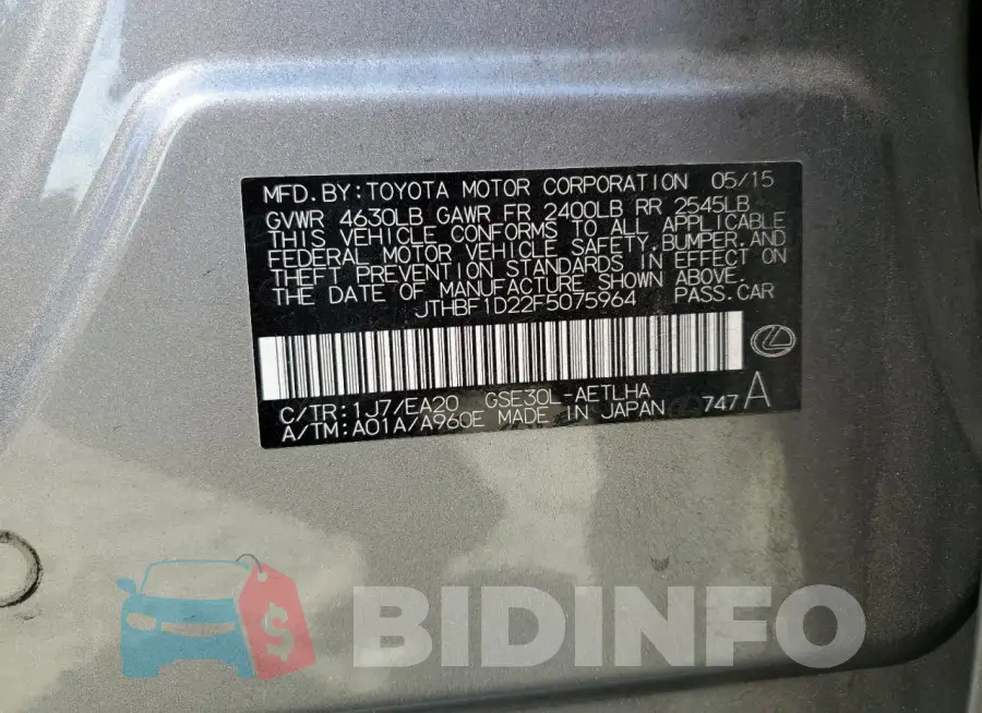 JTHBF1D22F5075964 Photo# 13