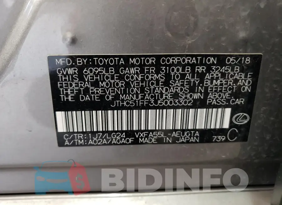 JTHC51FF3J5003302 Photo# 12