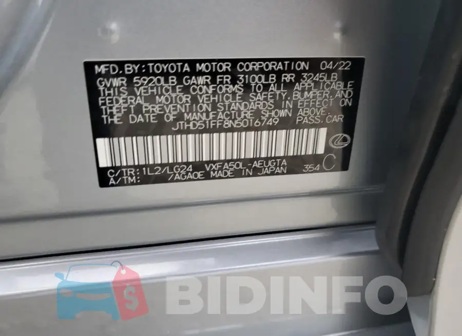 JTHD51FF8N5016749 Photo# 13