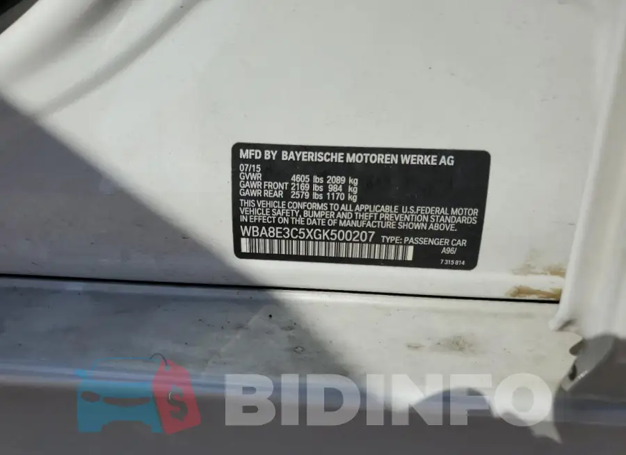WBA8E3C5XGK500207 Photo# 13