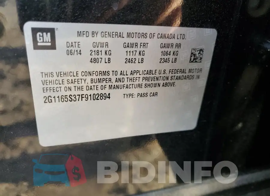 2G1165S37F9102894 Photo# 12