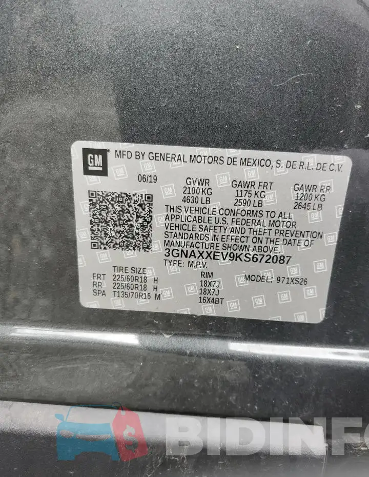3GNAXXEV9KS672087 Photo# 13