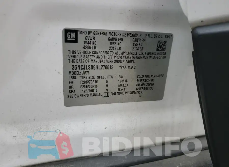 3GNCJLSB9HL270019 Photo# 14