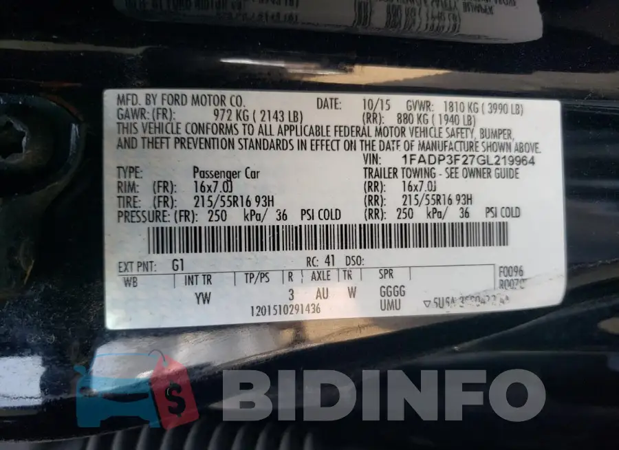 1FADP3F27GL219964 Photo# 12