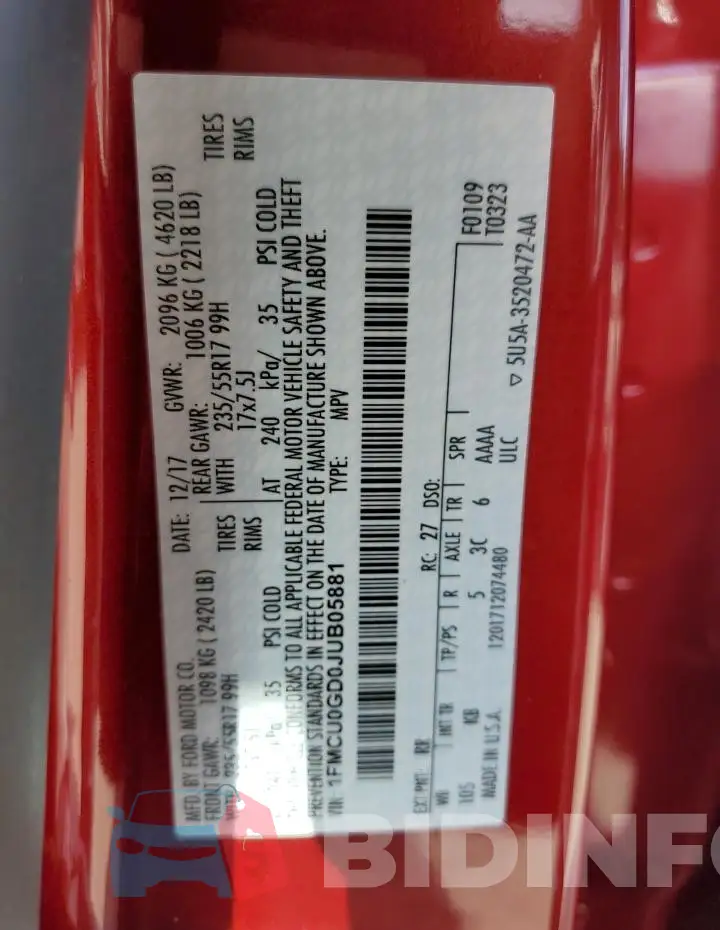 1FMCU0GD0JUB05881 Photo# 13