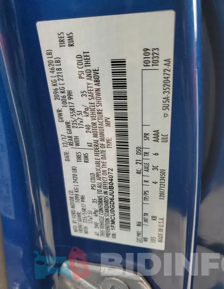 1FMCU0GD6JUB04072 Photo# 12
