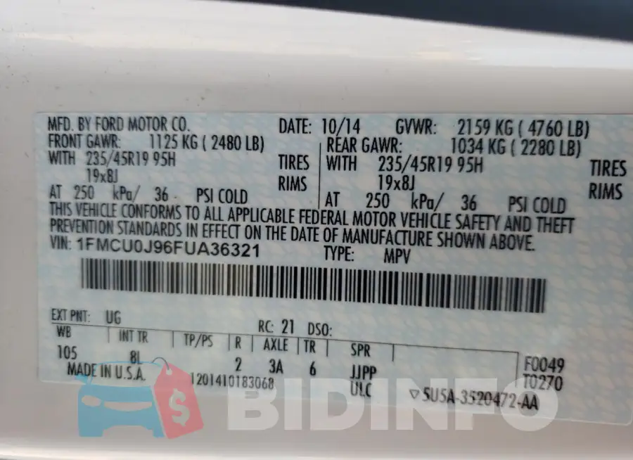 1FMCU0J96FUA36321 Photo# 12