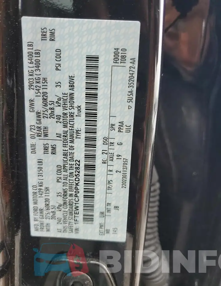 1FTEW1CP0PKD52822 Photo# 12