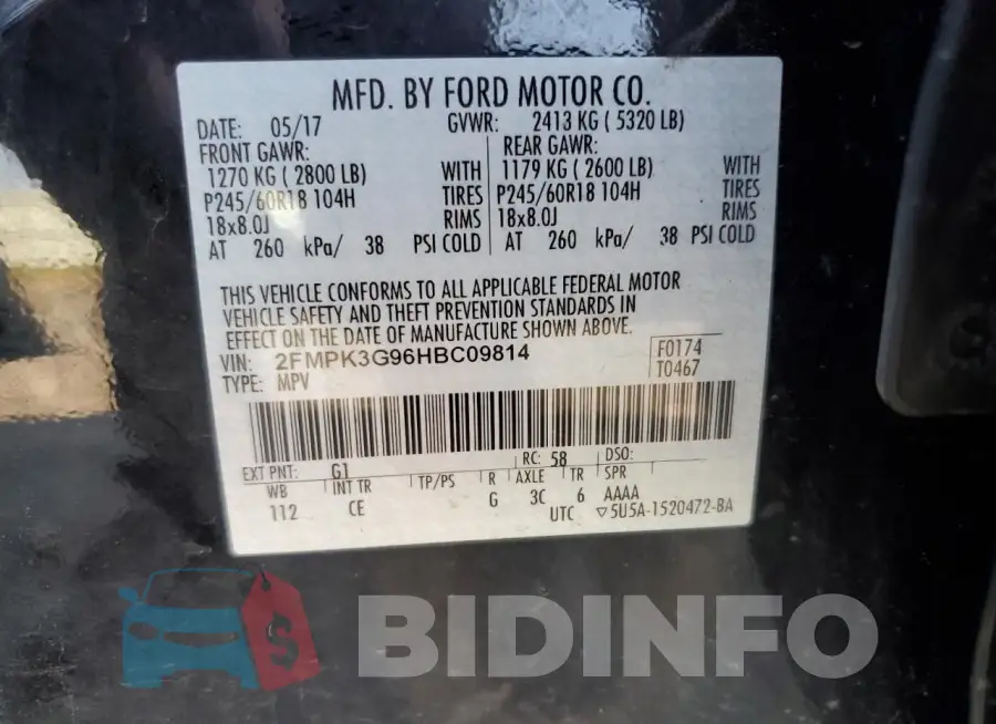 2FMPK3G96HBC09814 Photo# 12