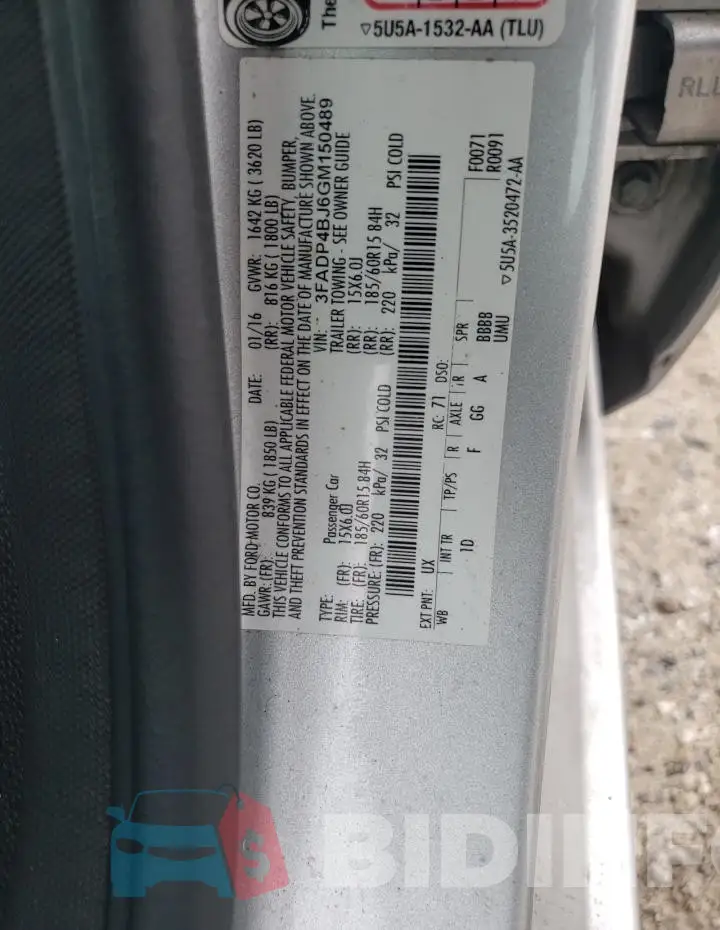 3FADP4BJ6GM150489 Photo# 12