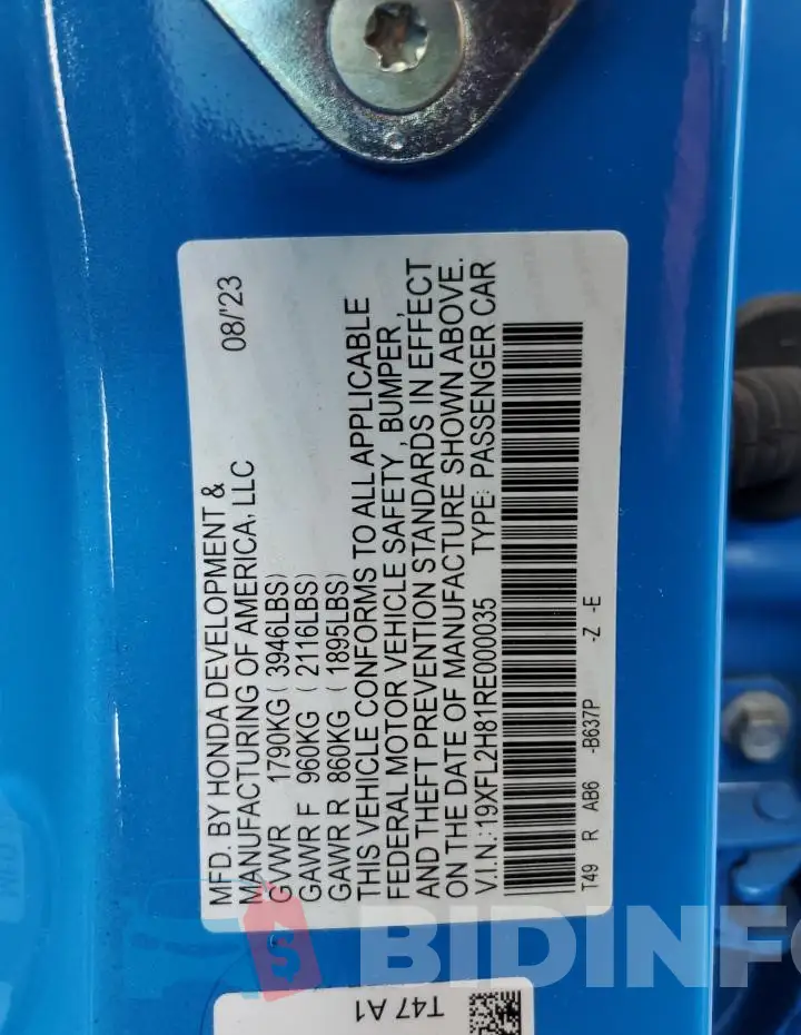 19XFL2H81RE000035 Photo# 12