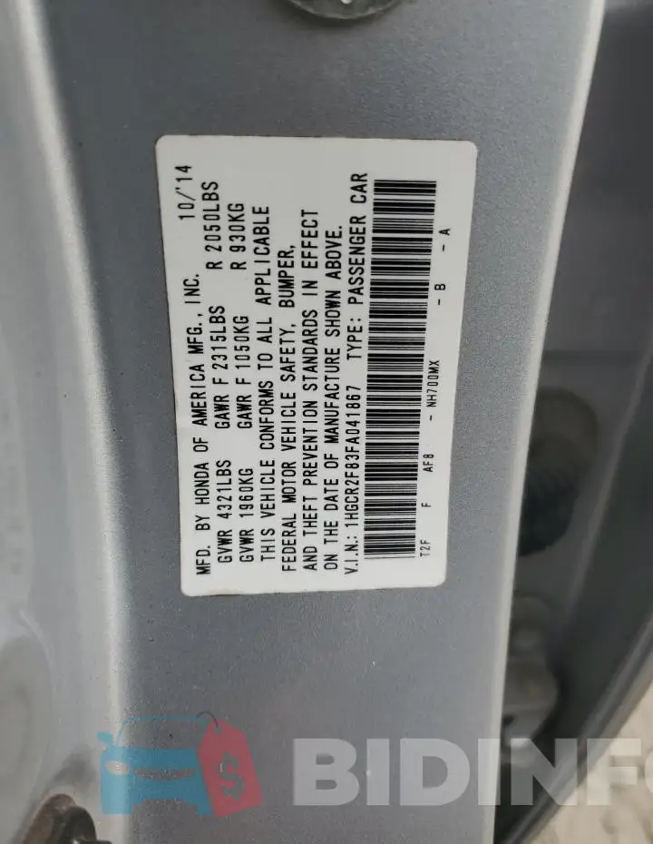1HGCR2F83FA041867 Photo# 12