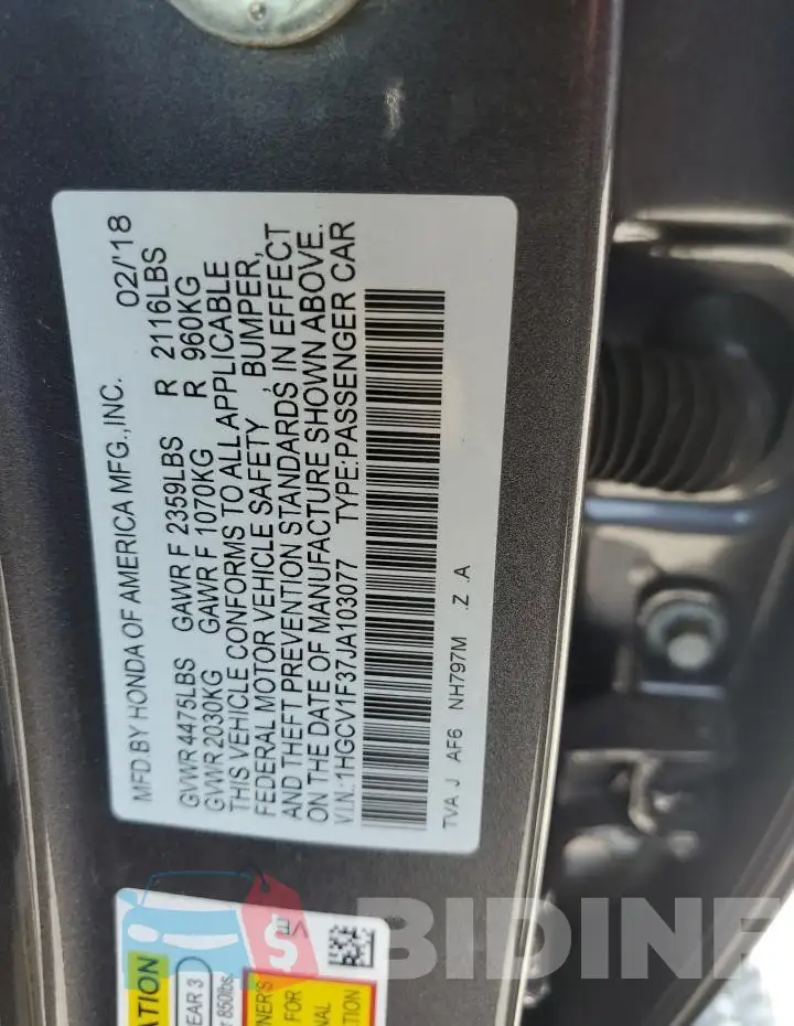 1HGCV1F37JA103077 Photo# 13