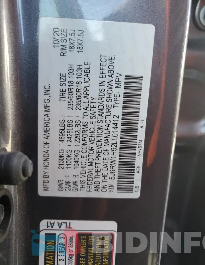 5J6RW1H52LL014412 Photo# 12