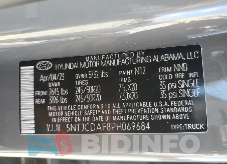 5NTJCDAF8PH069684 Photo# 13