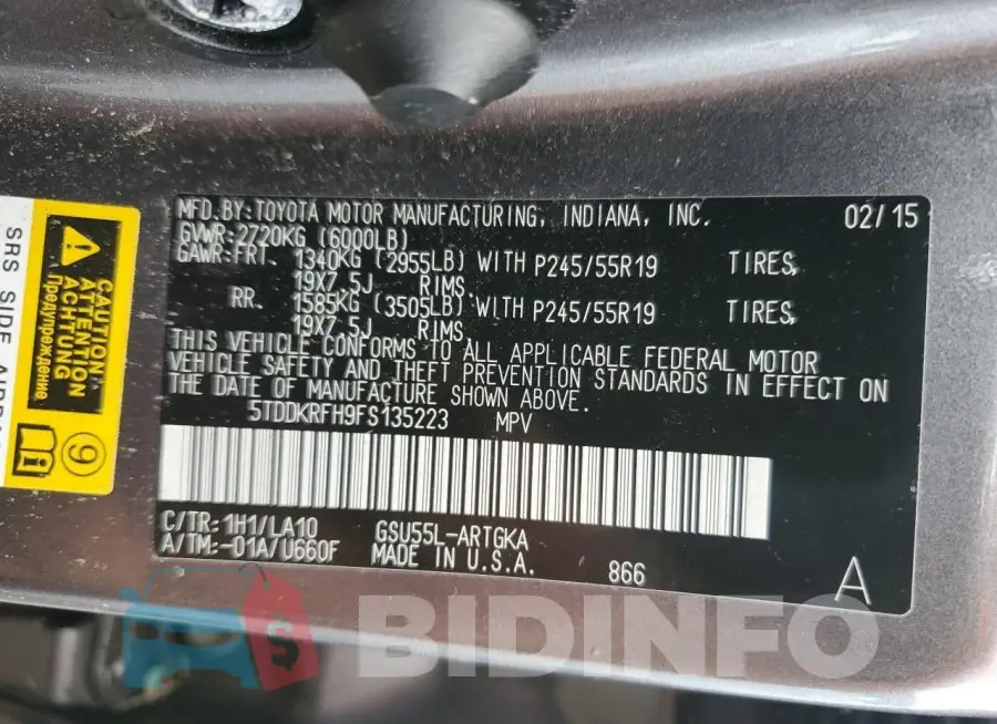 5TDDKRFH9FS135223 Photo# 14