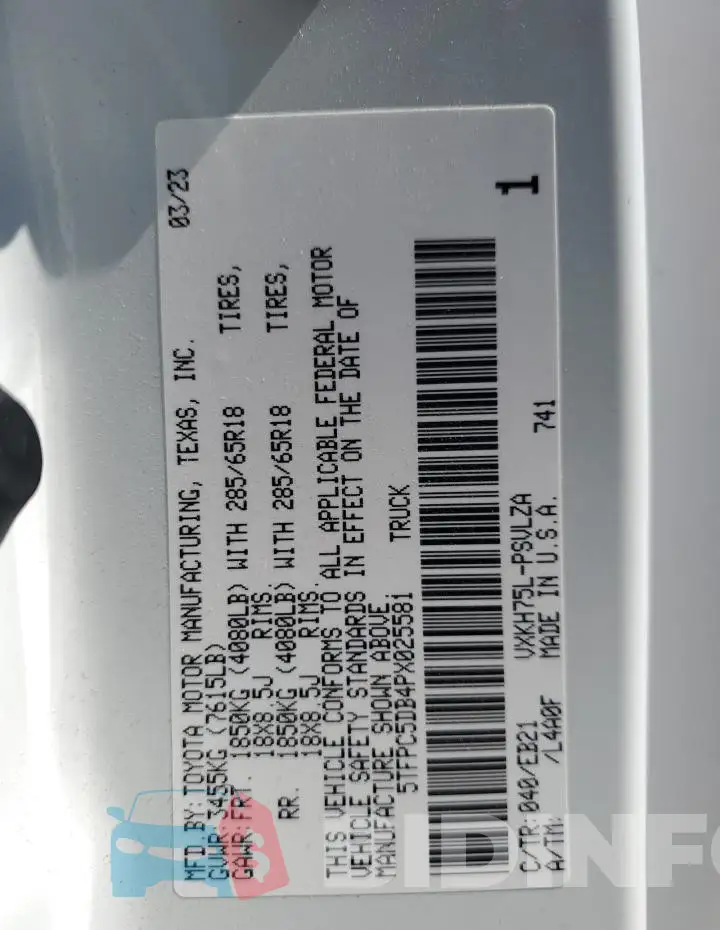 5TFPC5DB4PX025581 Photo# 13