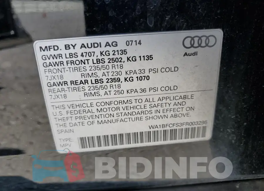 WA1BFCFS3FR003295 Photo# 14