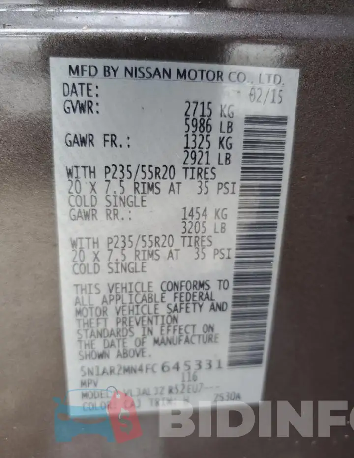 5N1AR2MN4FC645331 Photo# 13