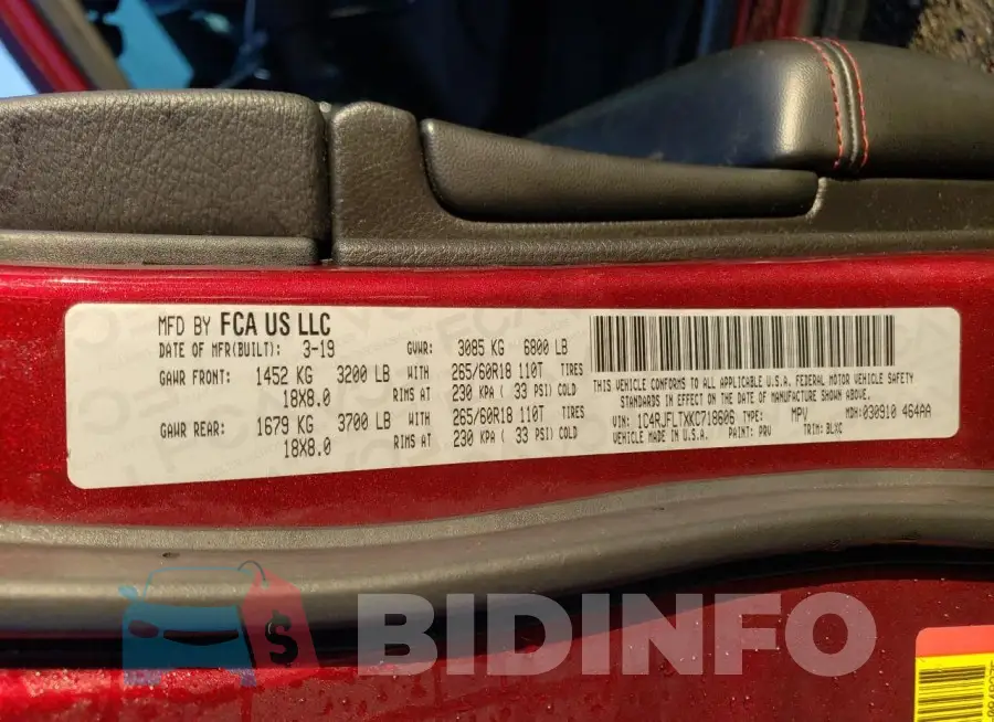 1C4RJFLTXKC718606 Photo# 14