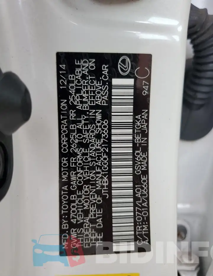 JTHBK1GG0F2173606 Photo# 13