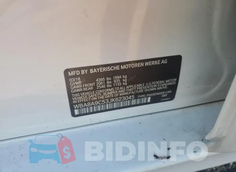 WBA8A9C53JK623045 Photo# 13