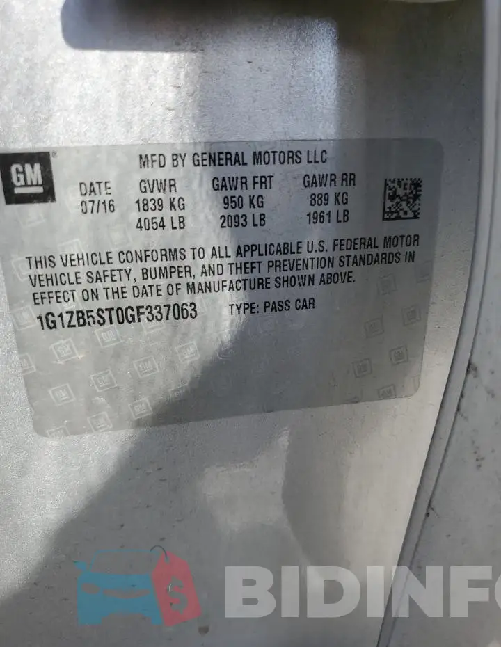 1G1ZB5ST0GF337063 Photo# 13