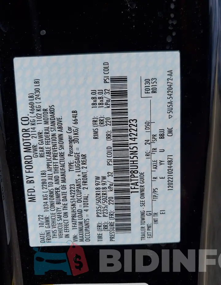 1FATP8UH5N5142223 Photo# 13