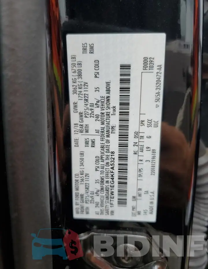 1FTEW1EG4KFA53218 Photo# 13