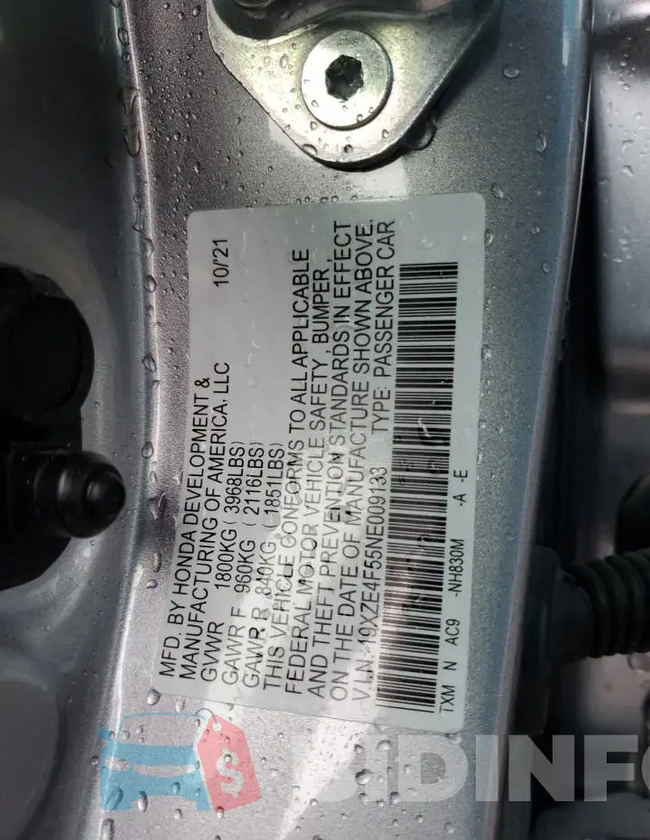 19XZE4F55NE009133 Photo# 12