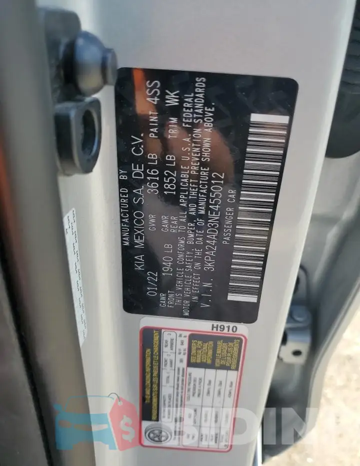 3KPA24AD3NE455012 Photo# 12