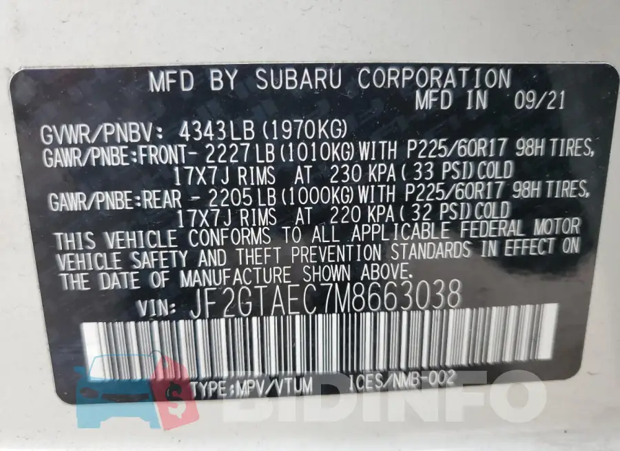 JF2GTAEC7M8663038 Photo# 14