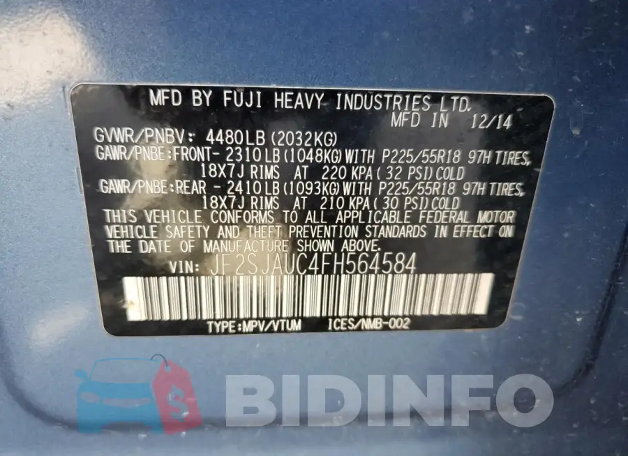 JF2SJAUC4FH564584 Photo# 13