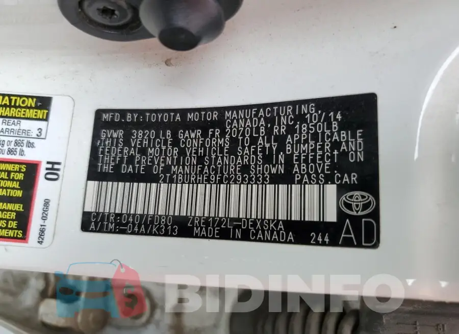 2T1BURHE9FC293333 Photo# 12