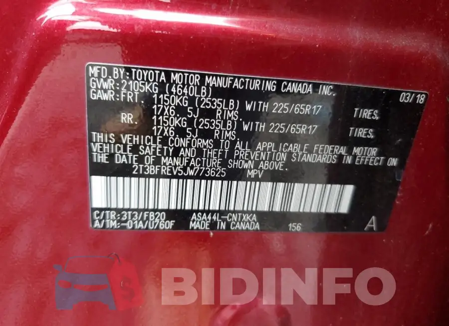 2T3BFREV5JW773625 Photo# 13