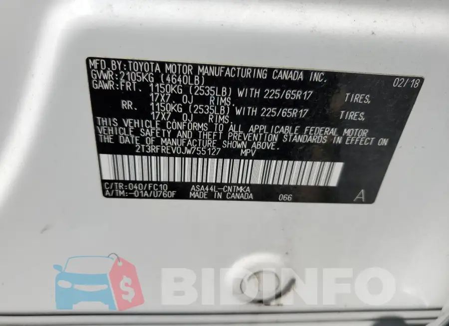 2T3RFREV0JW755127 Photo# 13